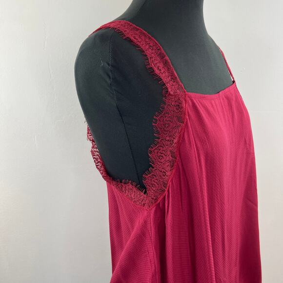 NWT FREE PEOPLE Intimately Wine Red Lace Strap Dobby Dot Cami Top Tank Size S - Picture 6 of 12